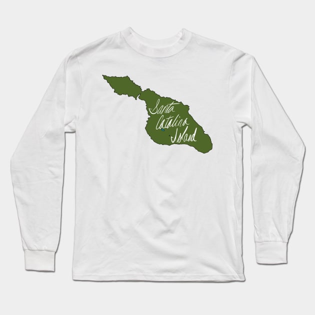 Santa Catalina Island Map Named Long Sleeve T-Shirt by CorrieMick